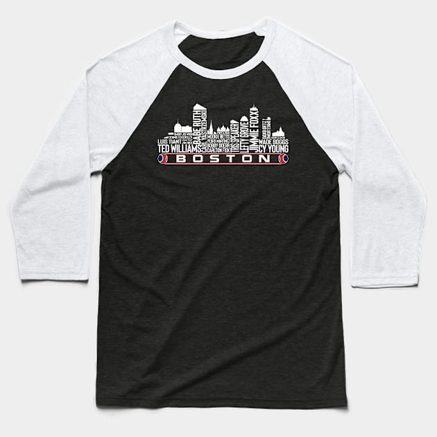 Boston Baseball Team All Time Legends, Boston City Skyline Baseball T-Shirt by Legend Skyline